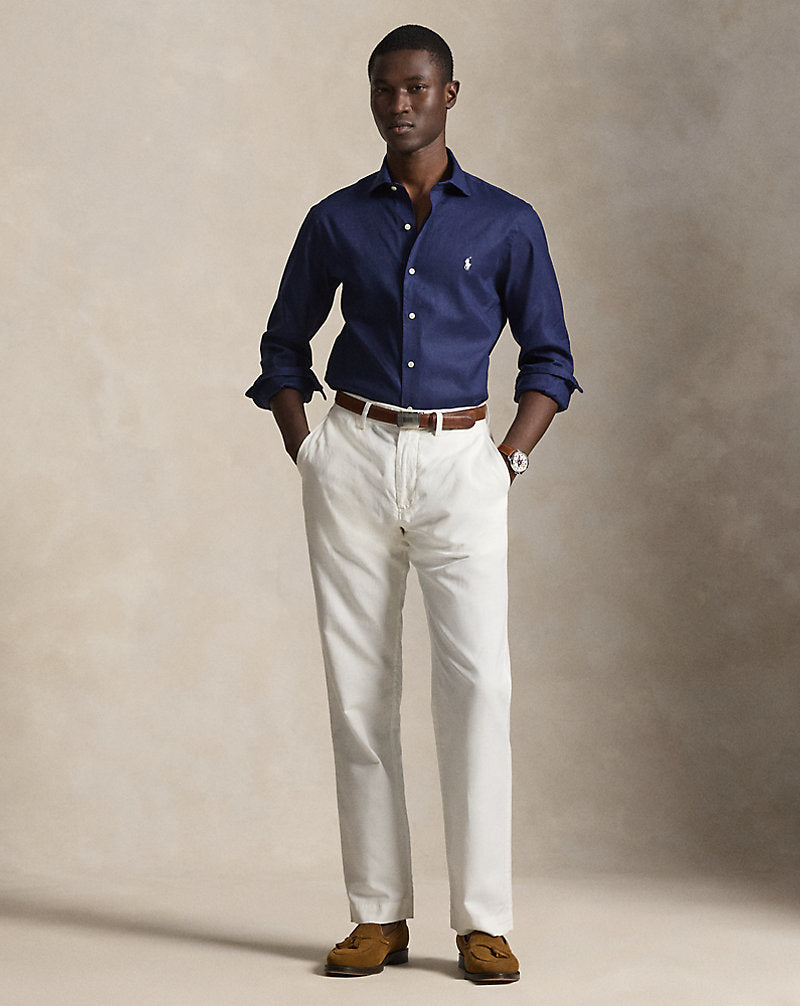 Newport Navy Custom Fit Linen-Blend Shirt - detail